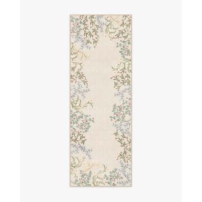Woodland Flora Cream Flatwoven Rug - 185 x 275 cm - Rug + Cushioned Pad System