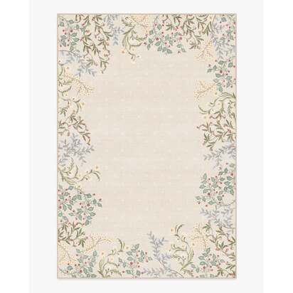 Woodland Flora Cream Flatwoven Rug - 200 x 290 cm - Rug + Cushioned Pad System