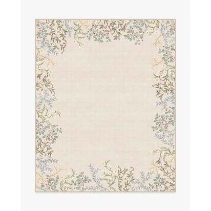 Woodland Flora Cream Flatwoven Rug - 245 x 305 cm - Rug + Cushioned Pad System