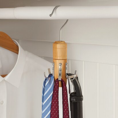 The Dandy Sparrow Cedar Wood 6 Hook Tie And Belt Hanger
