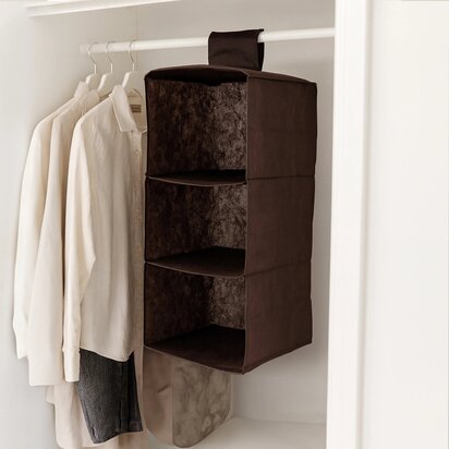 3 Sections Brown Hanging Garment Organiser