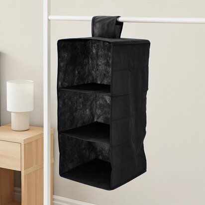 3 Sections Black Hanging Garment Organiser
