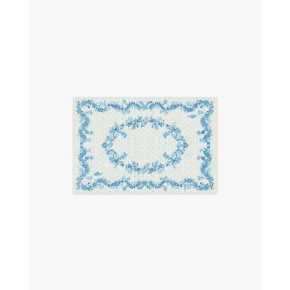Festive Yuletide Ivory & Blue Flatwoven Rug by The Hiltons - 120 x 185 cm - Rug + Cushioned Pad System