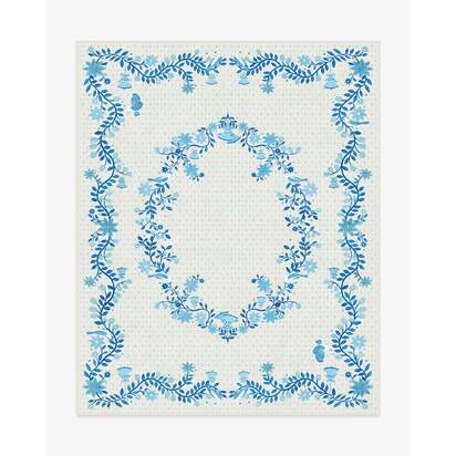 Festive Yuletide Ivory & Blue Flatwoven Rug by The Hiltons - 245 x 305 cm - Rug + Cushioned Pad System