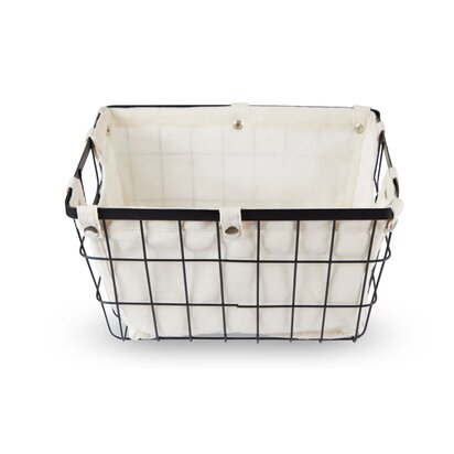 Briarford Medium Black Wire Storage Basket with Lining