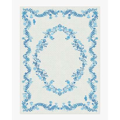 Festive Yuletide Ivory & Blue Flatwoven Rug by The Hiltons - 275 x 365 cm - Rug + Cushioned Pad System
