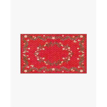 Festive Yuletide Red Flatwoven Rug by The Hiltons - 90 x 150 cm - Rug + Cushioned Pad System