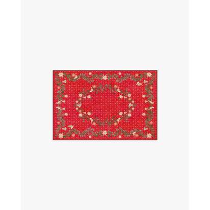 Festive Yuletide Red Flatwoven Rug by The Hiltons - 90 x 150 cm - Rug + Cushioned Pad System
