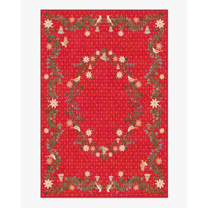 Festive Yuletide Red Flatwoven Rug by The Hiltons - 185 x 275 cm - Rug + Cushioned Pad System