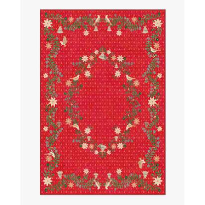 Festive Yuletide Red Flatwoven Rug by The Hiltons - 200 x 290 cm - Rug + Cushioned Pad System