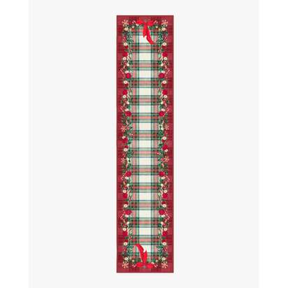 Tartan & Floral Red Flatwoven Rug by The Hiltons - 75 x 365 cm - Rug + Pad System