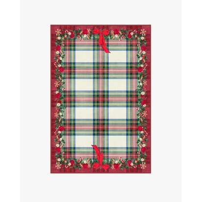 Tartan & Floral Red Flatwoven Rug by The Hiltons - 120 x 185 cm - Rug + Cushioned Pad System