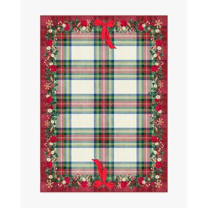 Tartan & Floral Red Flatwoven Rug by The Hiltons - 150 x 215 cm - Rug + Cushioned Pad System