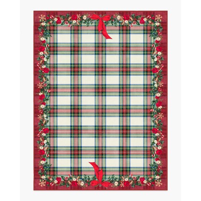 Tartan & Floral Red Rug by The Hiltons - 275 x 365 cm - All-In-One Rug
