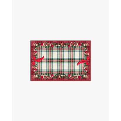 Tartan & Floral Red Rug by The Hiltons - 275 x 365 cm - All-In-One Rug