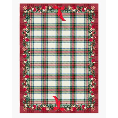 Tartan & Floral Red Rug by The Hiltons - 305 x 425 cm - All-In-One Rug