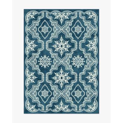 The 5th Avenue Snowflake Navy Blue Flatwoven Rug by The Hiltons - 150 x 215 cm - Rug + Pad System