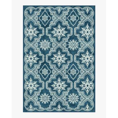 The 5th Avenue Snowflake Navy Blue Flatwoven Rug by The Hiltons - 185 x 275 cm - Rug + Pad System