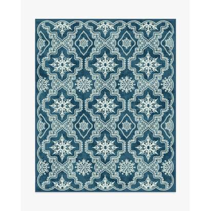 The 5th Avenue Snowflake Navy Blue Flatwoven Rug by The Hiltons - 245 x 305 cm - Rug + Pad System