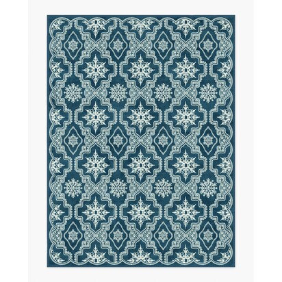 The 5th Avenue Snowflake Navy Blue Flatwoven Rug by The Hiltons - 275 x 365 cm - Rug + Pad System