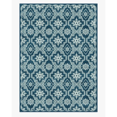 The 5th Avenue Snowflake Navy Blue Flatwoven Rug by The Hiltons - 305 x 425 cm - Rug + Pad System