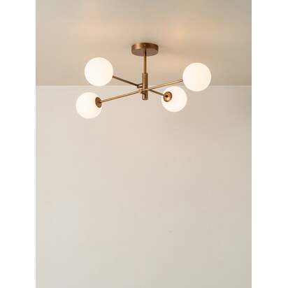 Chelvara - 4 light aged brass and opal flush - Aged brass