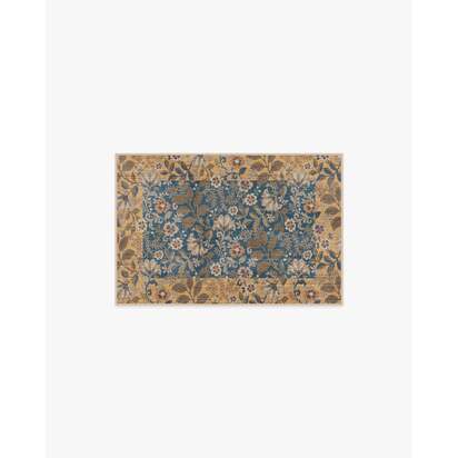 Anita Blue & Ochre Flatwoven Rug - 60 x 90 cm - Rug + Pad System