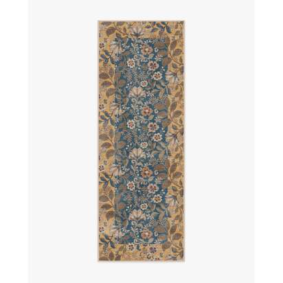 Anita Blue & Ochre Flatwoven Rug - 75 x 215 cm - Rug + Pad System