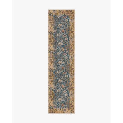 Anita Blue & Ochre Flatwoven Rug - 75 x 305 cm - Rug + Pad System