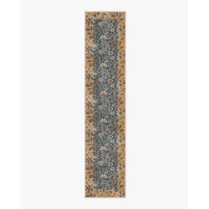 Anita Blue & Ochre Flatwoven Rug - 75 x 365 cm - Rug + Pad System
