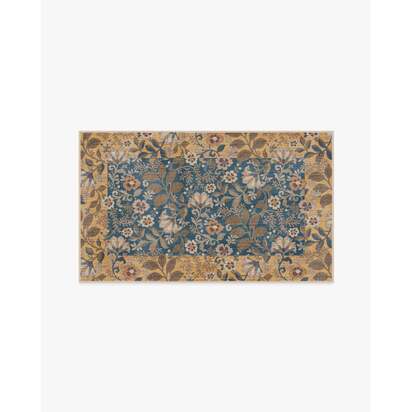 Anita Blue & Ochre Flatwoven Rug - 90 x 150 cm - Rug + Pad System
