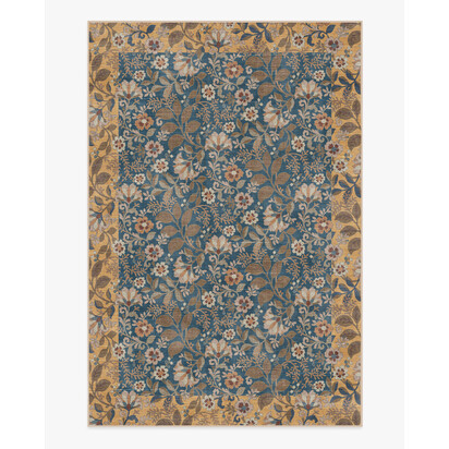 Anita Blue & Ochre Flatwoven Rug - 185 x 275 cm - Rug + Pad System