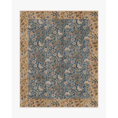 Anita Blue & Ochre Flatwoven Rug - 245 x 305 cm - Rug + Pad System