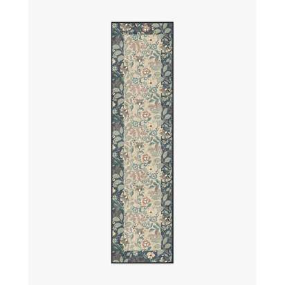 Anita Cream & Grey Flatwoven Rug - 75 x 305 cm - Rug + Pad System