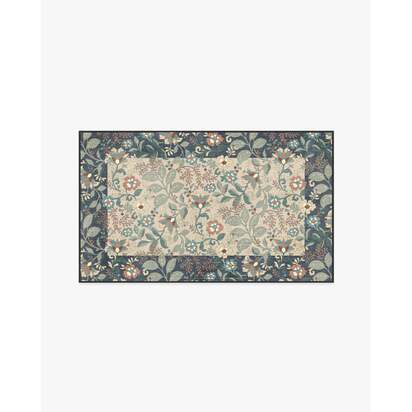 Anita Cream & Grey Flatwoven Rug - 90 x 150 cm - Rug + Pad System