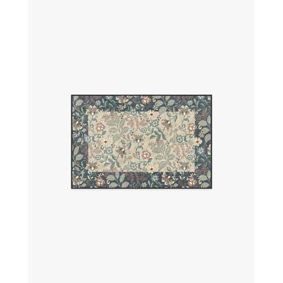 Anita Cream & Grey Flatwoven Rug - 60 x 90 cm - Rug + Cushioned Pad System