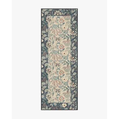 Anita Cream & Grey Flatwoven Rug - 75 x 215 cm - Rug + Cushioned Pad System