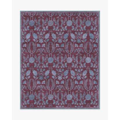 Aylin Burgundy & Blue Flatwoven Rug - 245 x 305 cm - Rug + Pad System