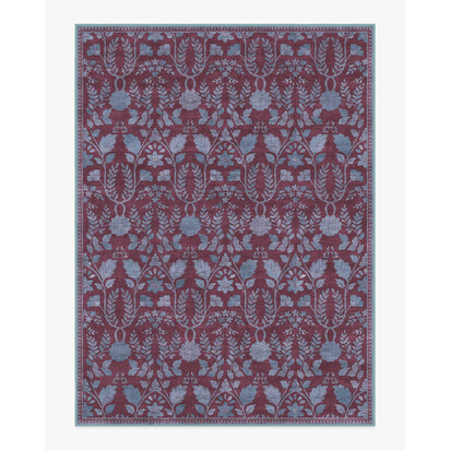 Aylin Burgundy & Blue Flatwoven Rug - 275 x 365 cm - Rug + Pad System