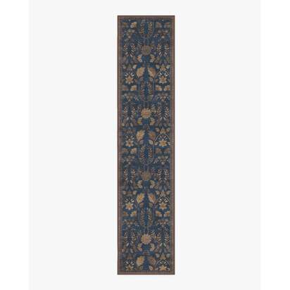 Aylin Navy & Gold Flatwoven Rug - 75 x 365 cm - Rug + Pad System
