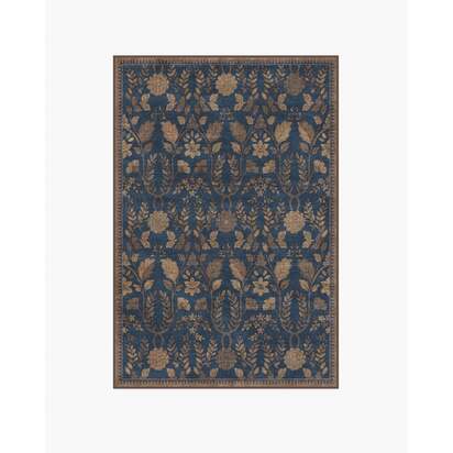 Aylin Navy & Gold Flatwoven Rug - 120 x 185 cm - Rug + Pad System