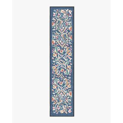 Effie Blue Flatwoven Rug - 75 x 365 cm - Rug + Pad System