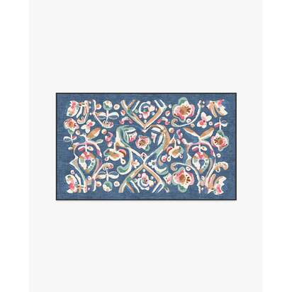 Effie Blue Flatwoven Rug - 90 x 150 cm - Rug + Pad System