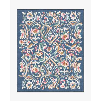 Effie Blue Flatwoven Rug - 245 x 305 cm - Rug + Pad System
