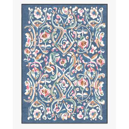 Effie Blue Flatwoven Rug - 305 x 425 cm - Rug + Pad System