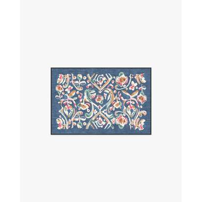 Effie Blue Flatwoven Rug - 60 x 90 cm - Rug + Cushioned Pad System