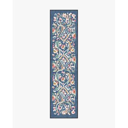 Effie Blue Flatwoven Rug - 75 x 305 cm - Rug + Cushioned Pad System