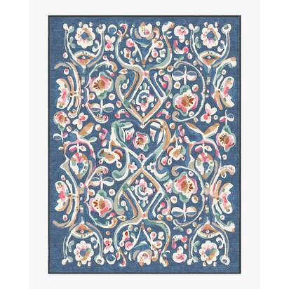 Effie Blue Flatwoven Rug - 275 x 365 cm - Rug + Cushioned Pad System