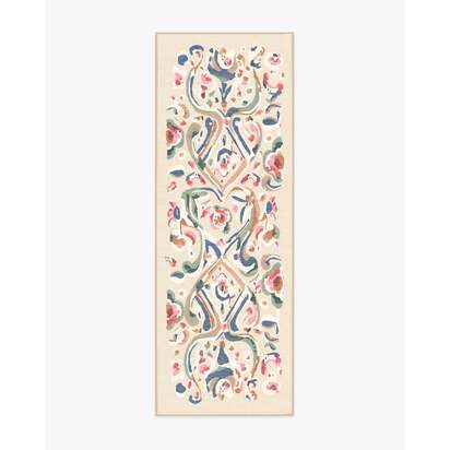 Effie Cream Flatwoven Rug - 75 x 215 cm - Rug + Cushioned Pad System