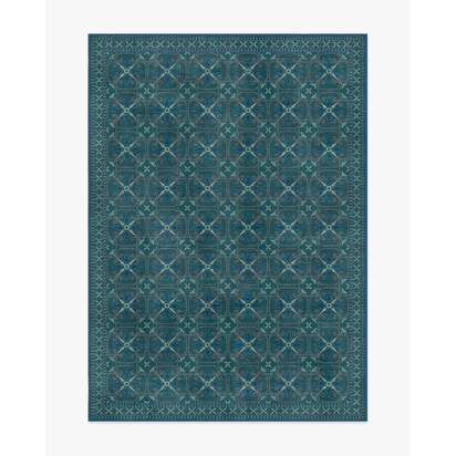 Girona Teal Flatwoven Rug - 150 x 215 cm - Rug + Pad System